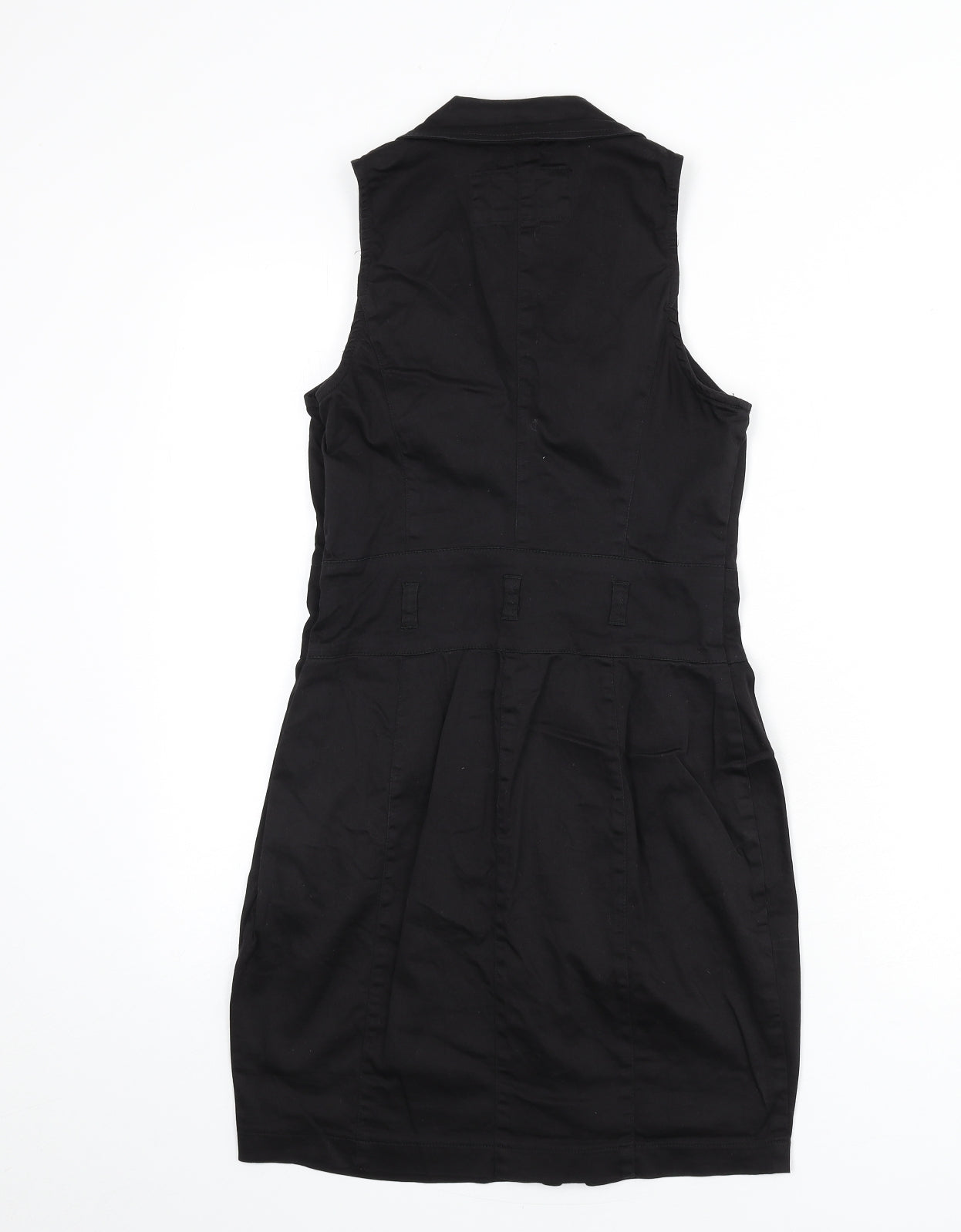 Jane Norman Womens Black Cotton Pencil Dress Size 12 Collared Zip
