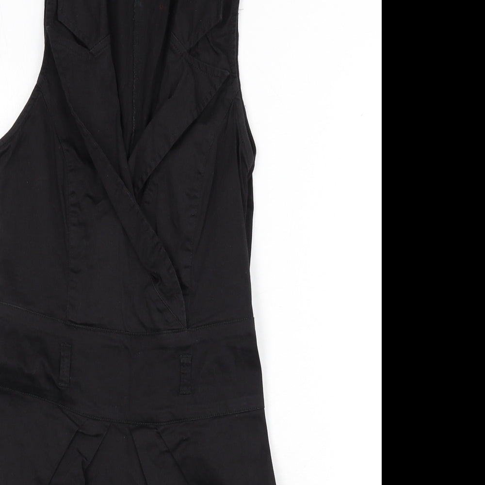 Jane Norman Womens Black Cotton Pencil Dress Size 12 Collared Zip