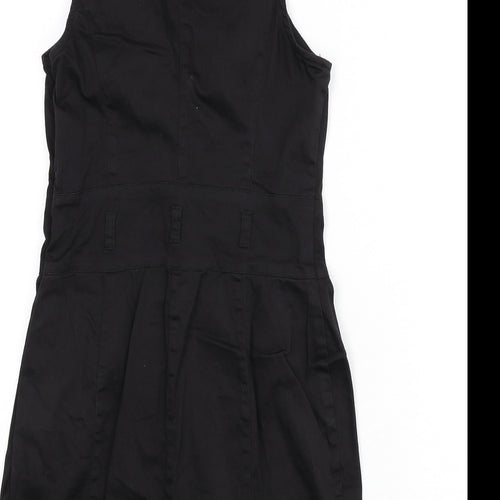 Jane Norman Womens Black Cotton Pencil Dress Size 12 Collared Zip