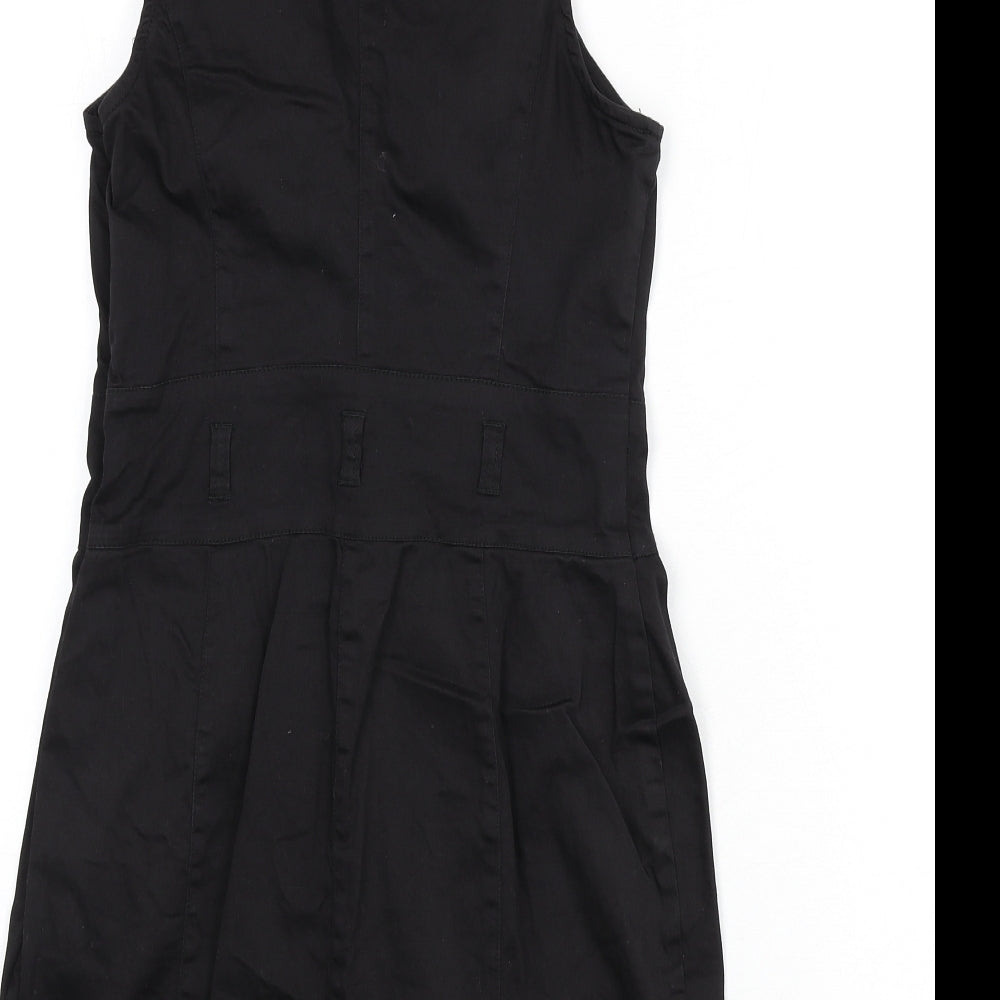 Jane Norman Womens Black Cotton Pencil Dress Size 12 Collared Zip