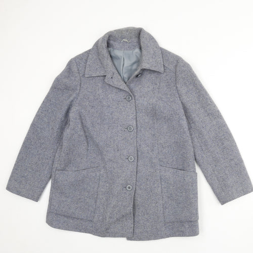 Littlewoods Womens Grey Overcoat Coat Size 14 Button