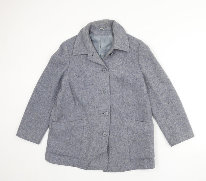 Littlewoods Womens Grey Overcoat Coat Size 14 Button