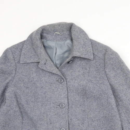 Littlewoods Womens Grey Overcoat Coat Size 14 Button