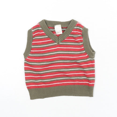 Tiny Ted Baby Multicoloured Striped 100% Cotton Vest Jumper Size 6-9 Months Pullover