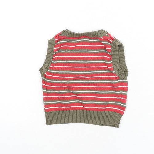 Tiny Ted Baby Multicoloured Striped 100% Cotton Vest Jumper Size 6-9 Months Pullover