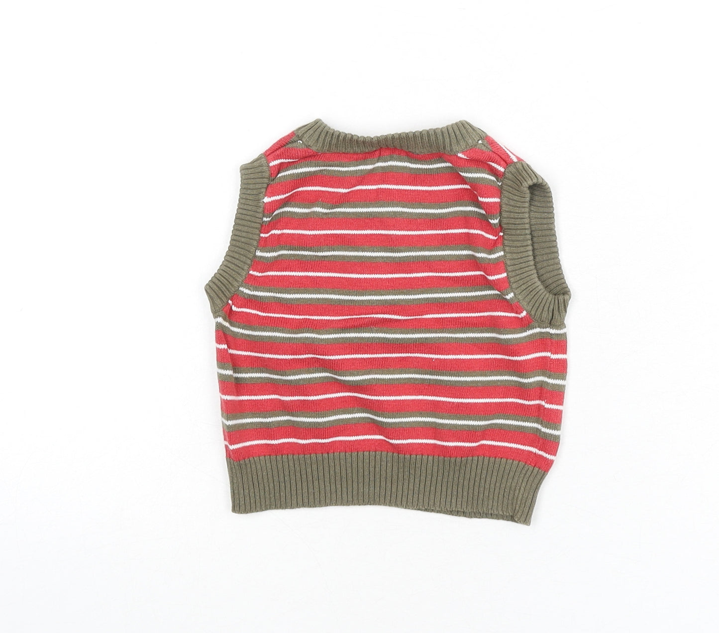 Tiny Ted Baby Multicoloured Striped 100% Cotton Vest Jumper Size 6-9 Months Pullover