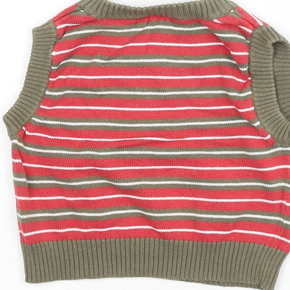 Tiny Ted Baby Multicoloured Striped 100% Cotton Vest Jumper Size 6-9 Months Pullover