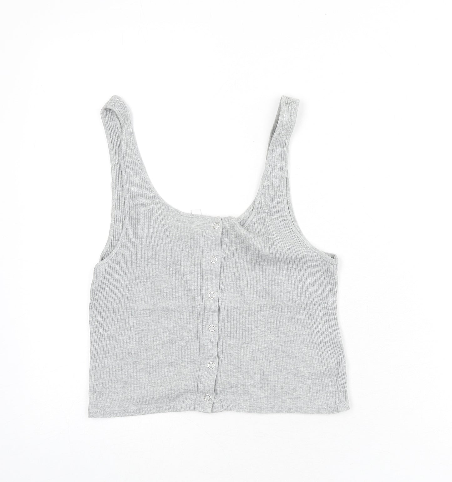 Divided by H&M Womens Grey Cotton Cropped Tank Size M Scoop Neck