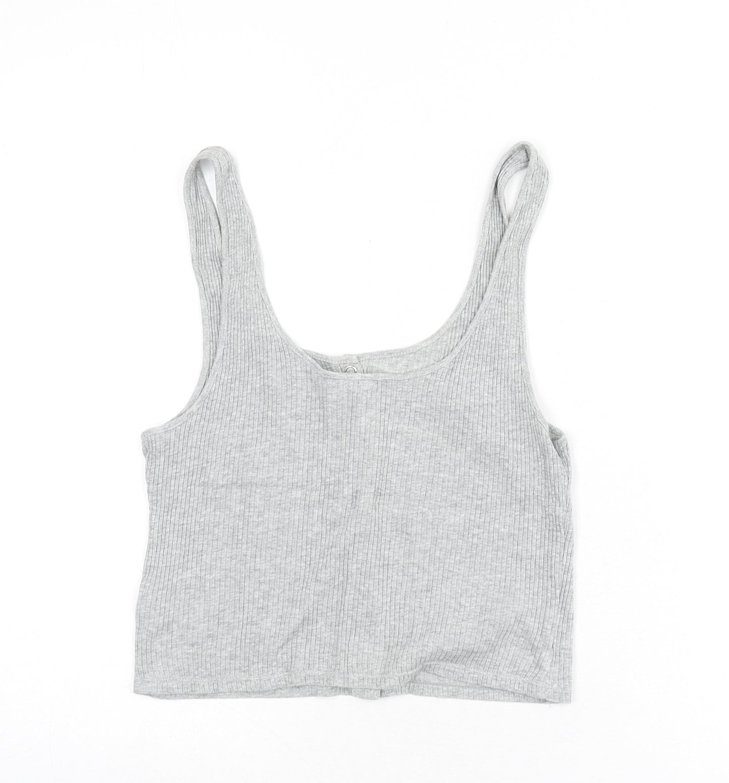 Divided by H&M Womens Grey Cotton Cropped Tank Size M Scoop Neck