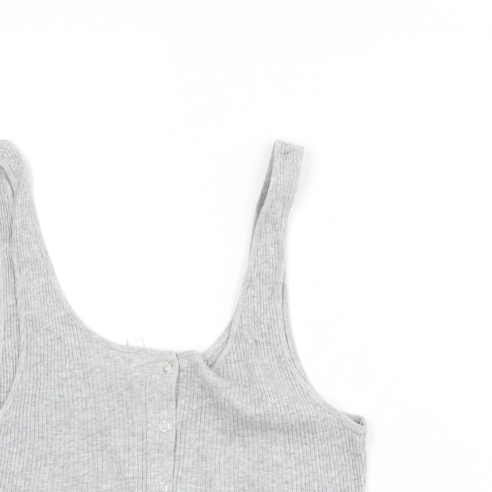 Divided by H&M Womens Grey Cotton Cropped Tank Size M Scoop Neck