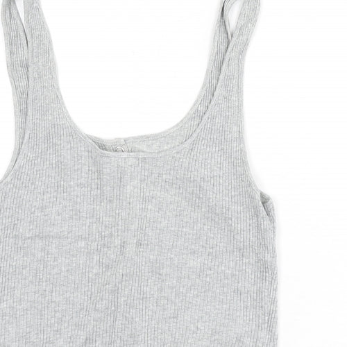 Divided by H&M Womens Grey Cotton Cropped Tank Size M Scoop Neck