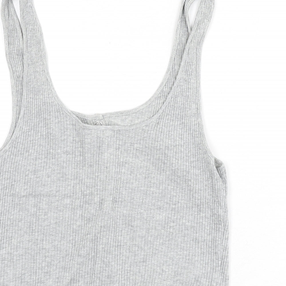 Divided by H&M Womens Grey Cotton Cropped Tank Size M Scoop Neck