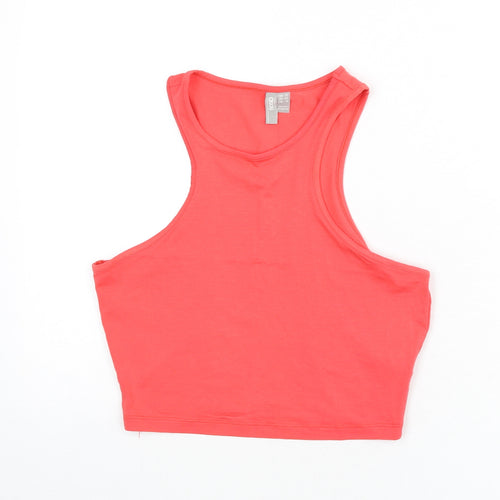 ASOS Womens Pink Viscose Cropped Tank Size 12 Round Neck - Racer Back