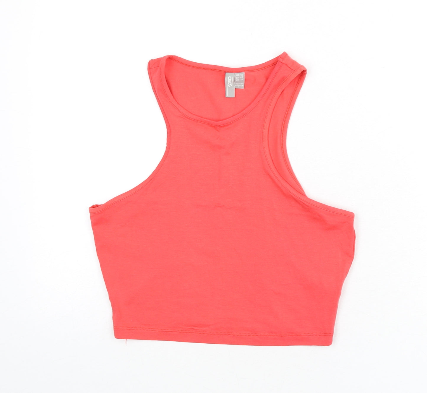ASOS Womens Pink Viscose Cropped Tank Size 12 Round Neck - Racer Back