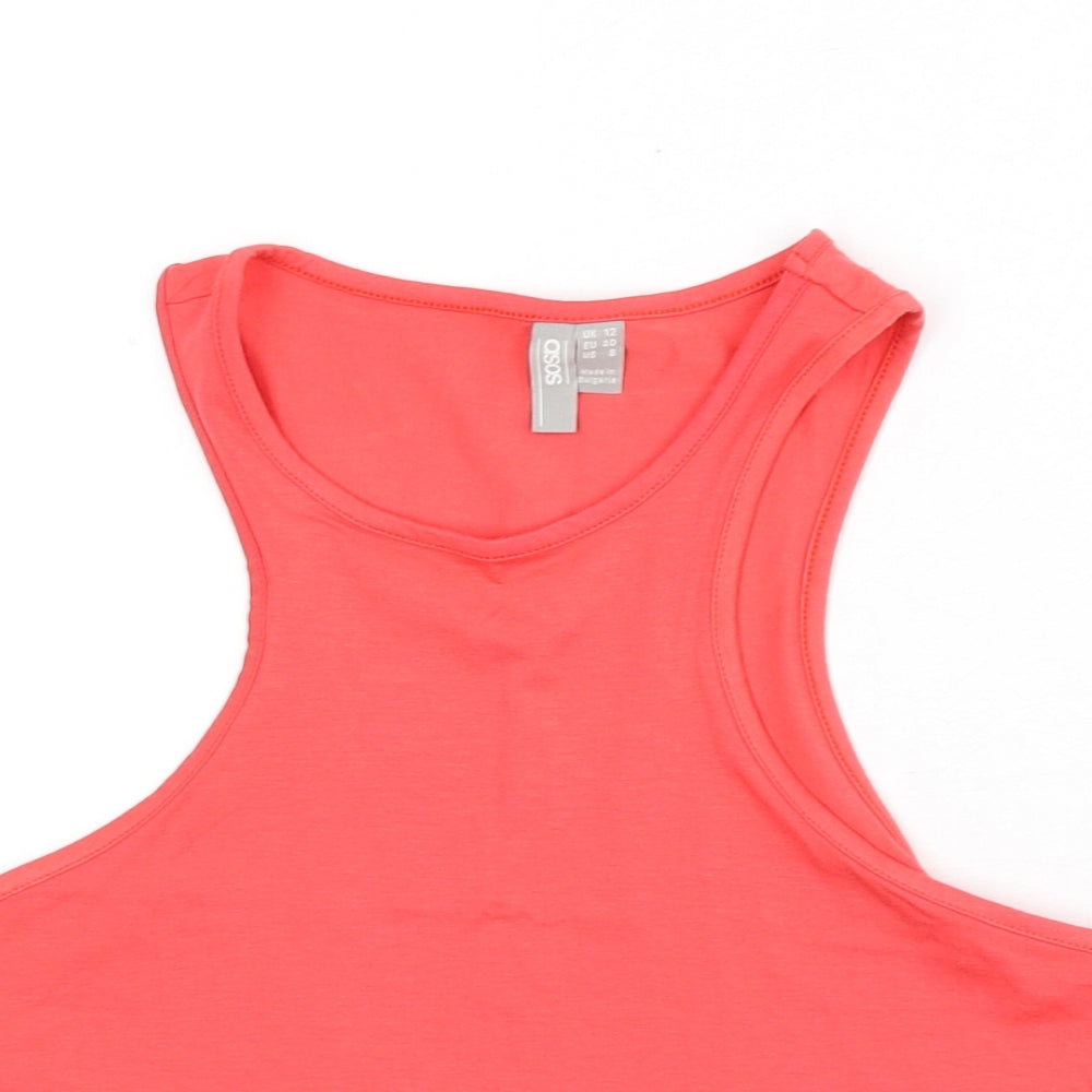 ASOS Womens Pink Viscose Cropped Tank Size 12 Round Neck - Racer Back