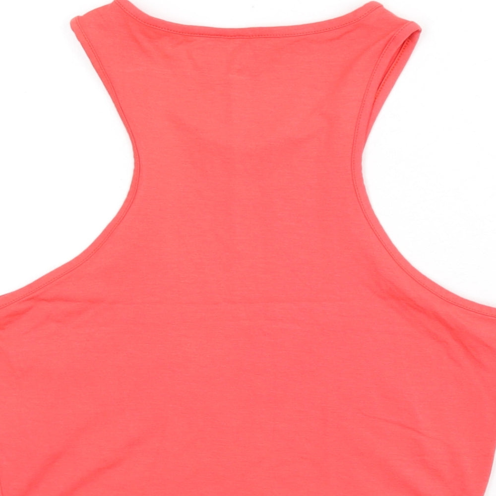 ASOS Womens Pink Viscose Cropped Tank Size 12 Round Neck - Racer Back