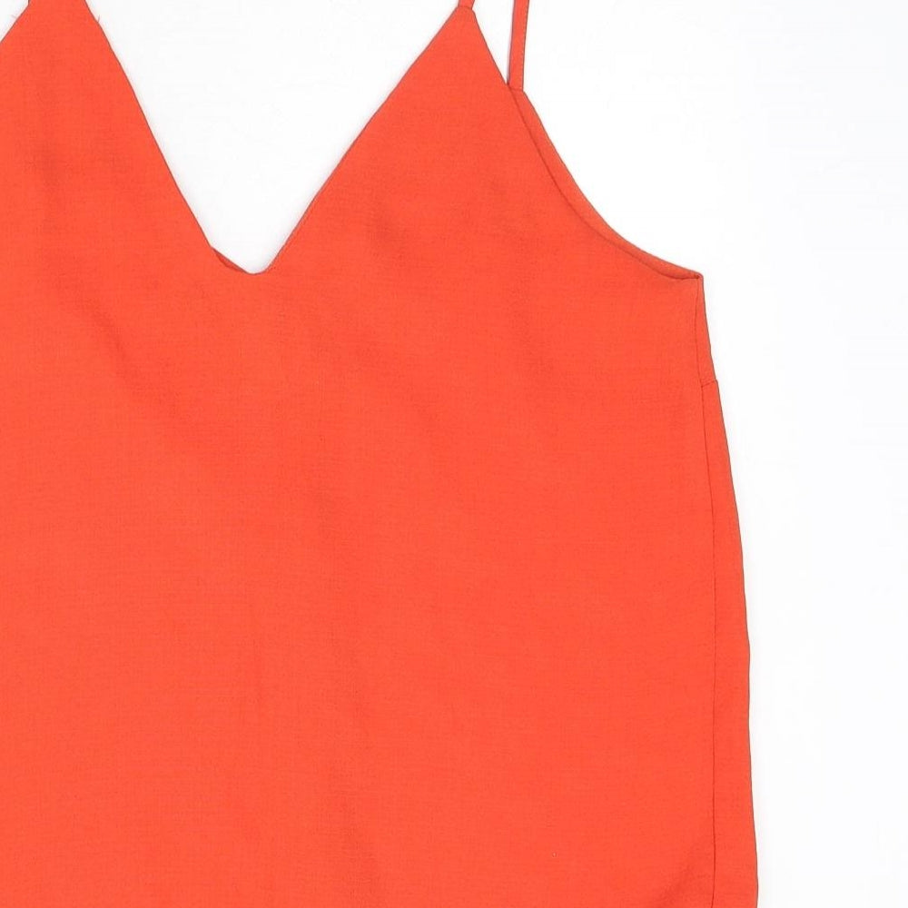 New Look Womens Red Polyester Camisole Tank Size 10 V-Neck