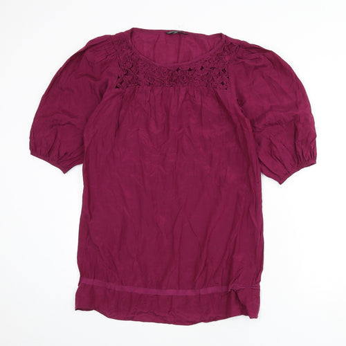Limited Edition Womens Purple Cotton Tunic Blouse Size 10 Round Neck - Cut Out Detail