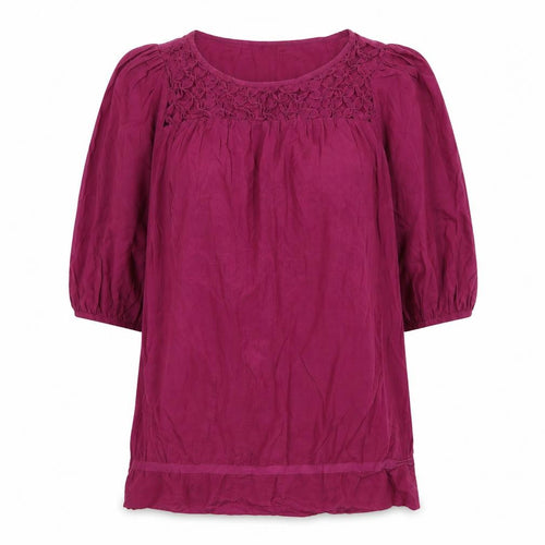 Limited Edition Womens Purple Cotton Tunic Blouse Size 10 Round Neck - Cut Out Detail
