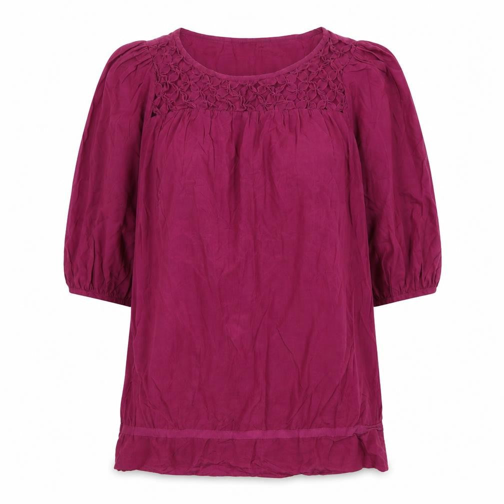 Limited Edition Womens Purple Cotton Tunic Blouse Size 10 Round Neck - Cut Out Detail