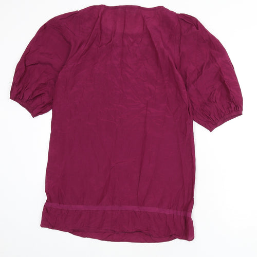 Limited Edition Womens Purple Cotton Tunic Blouse Size 10 Round Neck - Cut Out Detail