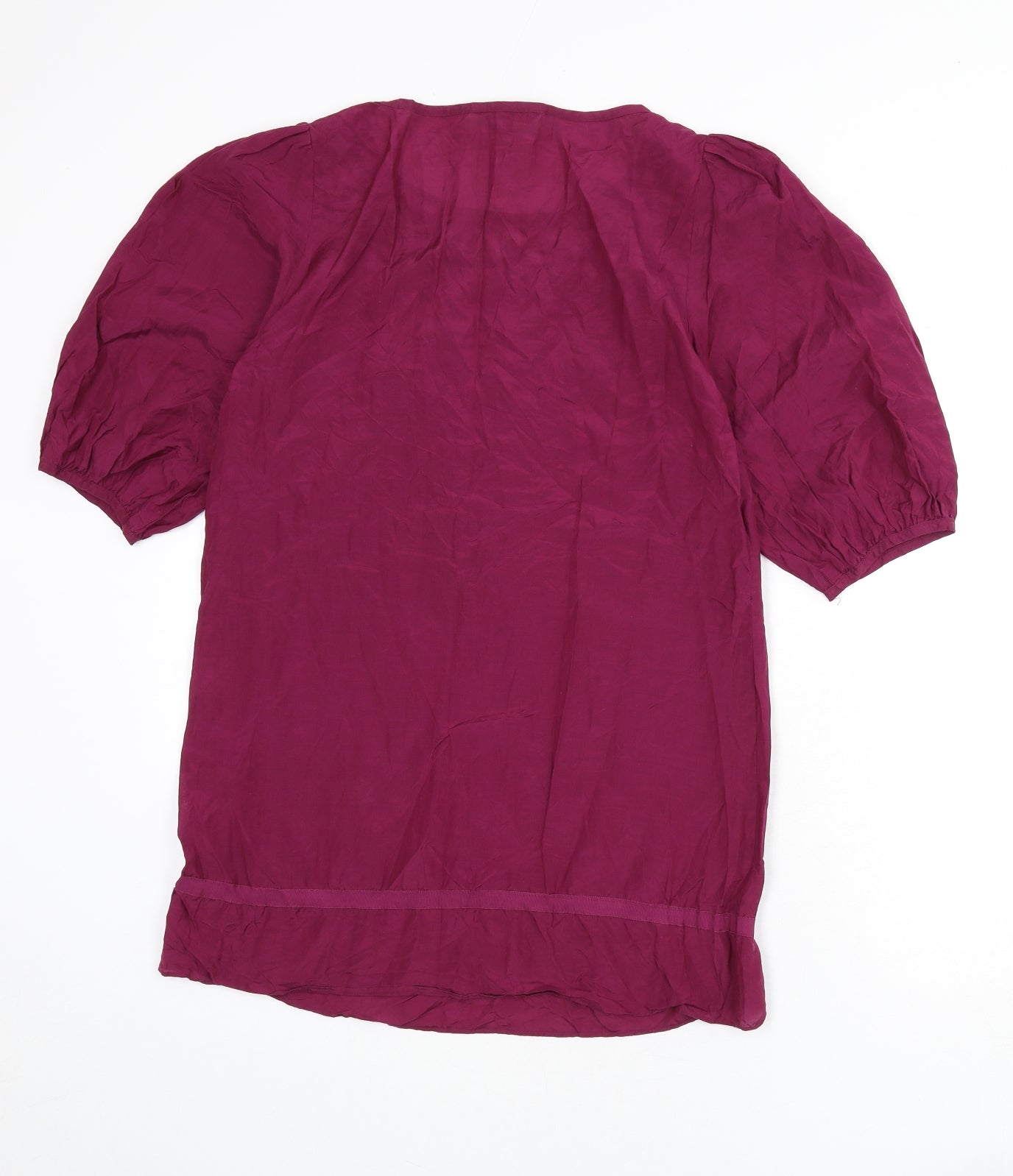 Limited Edition Womens Purple Cotton Tunic Blouse Size 10 Round Neck - Cut Out Detail