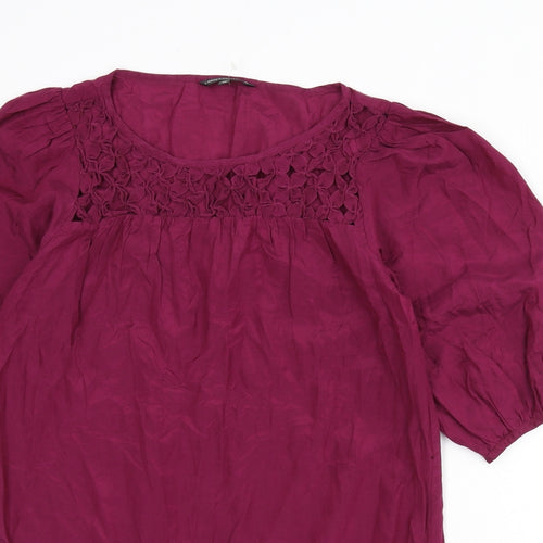 Limited Edition Womens Purple Cotton Tunic Blouse Size 10 Round Neck - Cut Out Detail