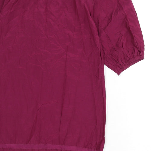 Limited Edition Womens Purple Cotton Tunic Blouse Size 10 Round Neck - Cut Out Detail