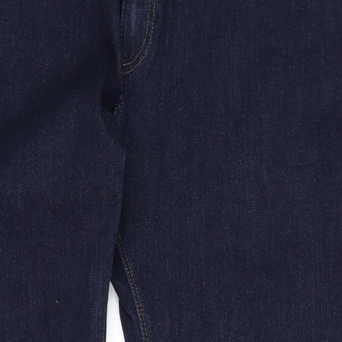 Marks and Spencer Mens Blue Cotton Straight Jeans Size 42 in L29 in Regular Zip