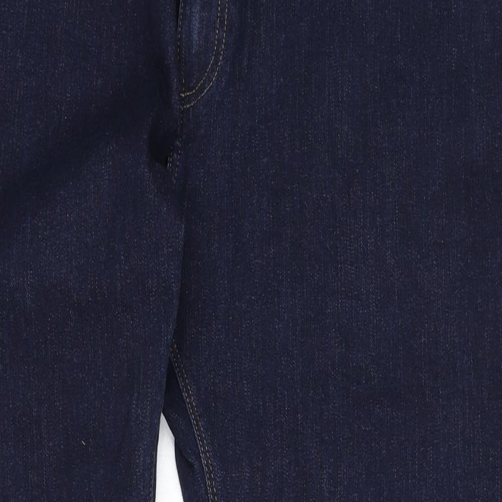 Marks and Spencer Mens Blue Cotton Straight Jeans Size 42 in L29 in Regular Zip