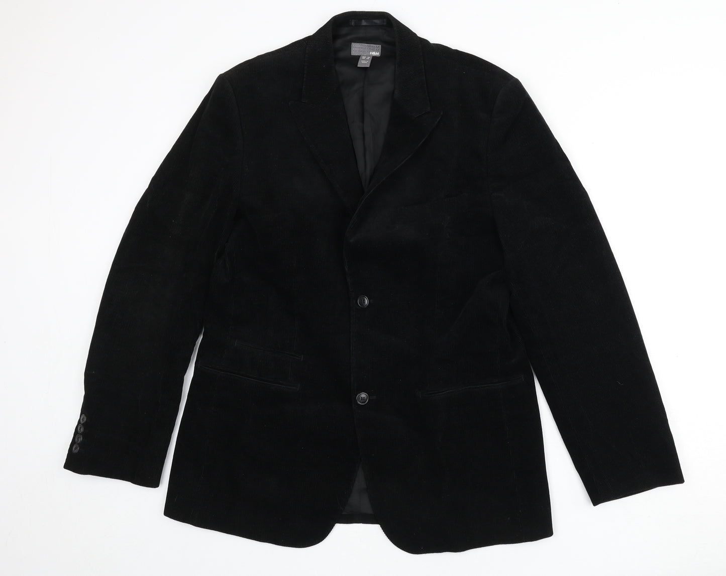 H&M Mens Black Cotton Jacket Blazer Size 42 Regular