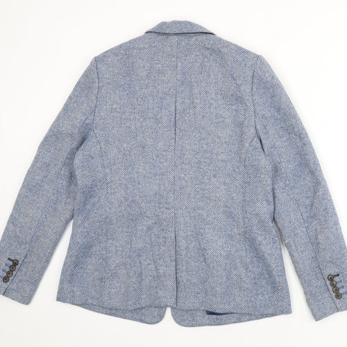 Boden Womens Blue Chevron Wool Jacket Blazer Size 16 - Tweed