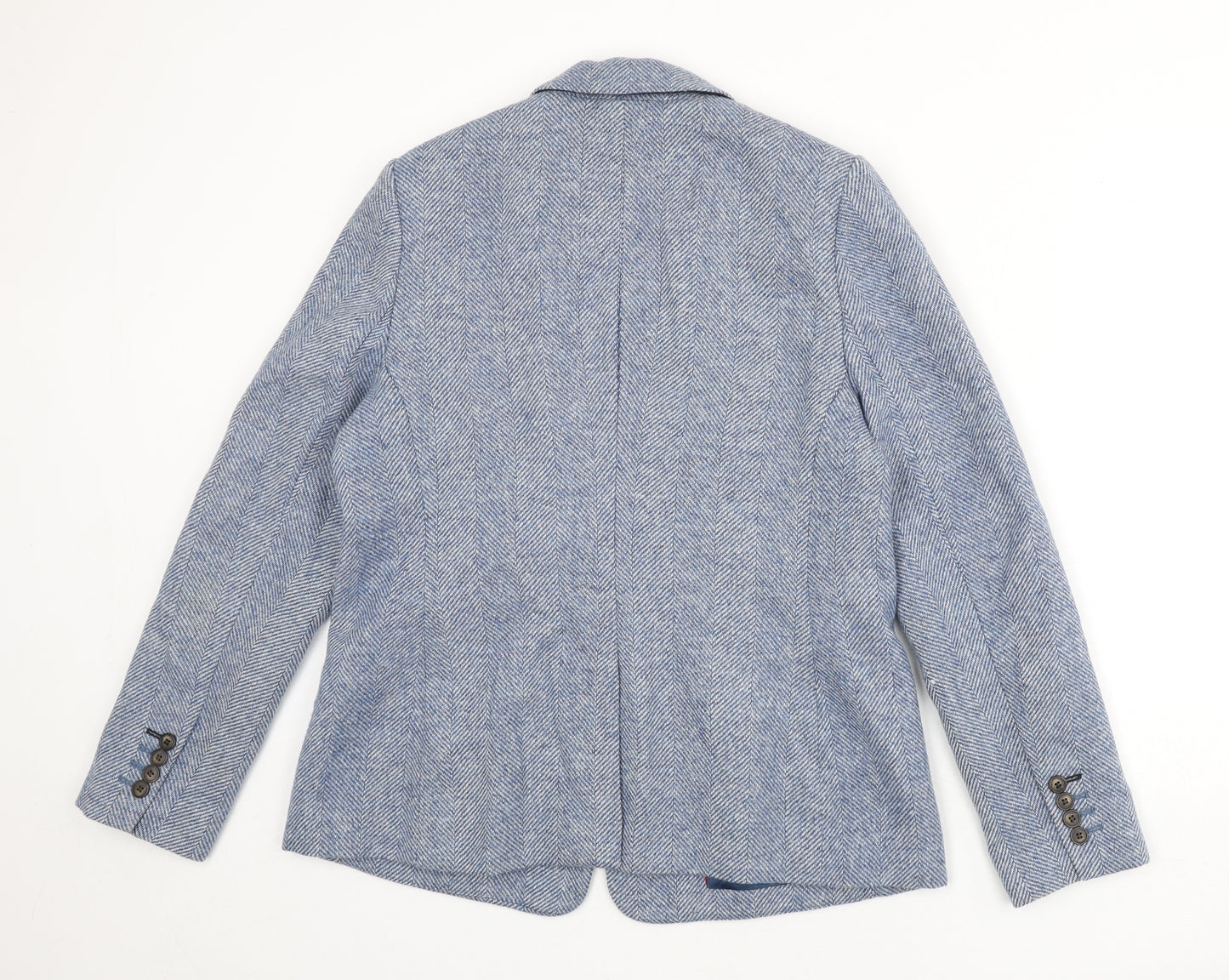 Boden Womens Blue Chevron Wool Jacket Blazer Size 16 - Tweed