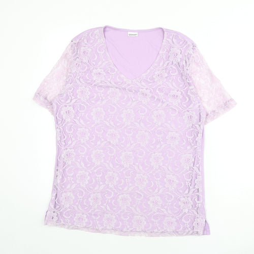 Damart Womens Purple Polyamide Basic T-Shirt Size 18 V-Neck - Lace Overlay