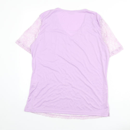 Damart Womens Purple Polyamide Basic T-Shirt Size 18 V-Neck - Lace Overlay