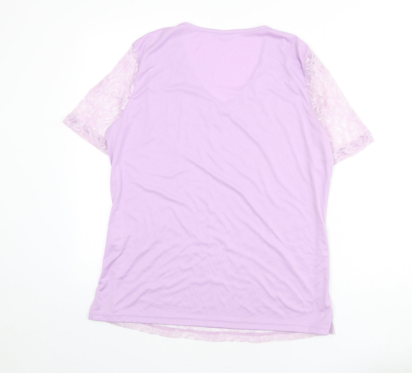 Damart Womens Purple Polyamide Basic T-Shirt Size 18 V-Neck - Lace Overlay