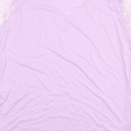 Damart Womens Purple Polyamide Basic T-Shirt Size 18 V-Neck - Lace Overlay