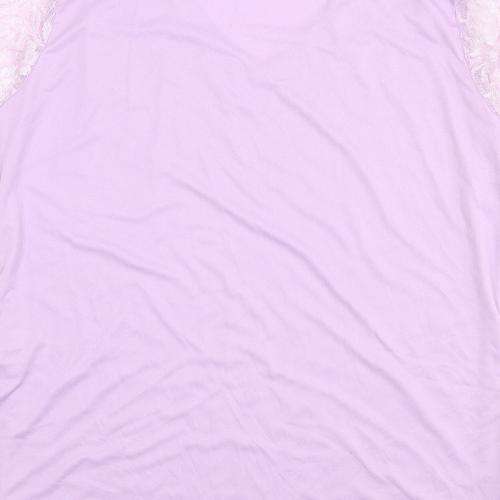 Damart Womens Purple Polyamide Basic T-Shirt Size 18 V-Neck - Lace Overlay