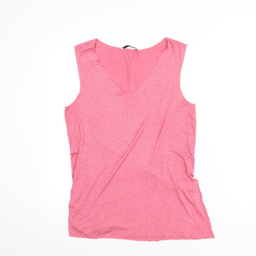 Mango Womens Purple Polyester Basic Tank Size M V-Neck - Ribbed