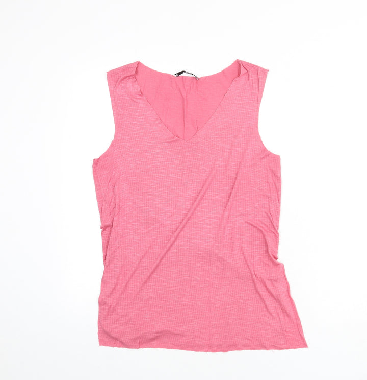 Mango Womens Purple Polyester Basic Tank Size M V-Neck - Ribbed