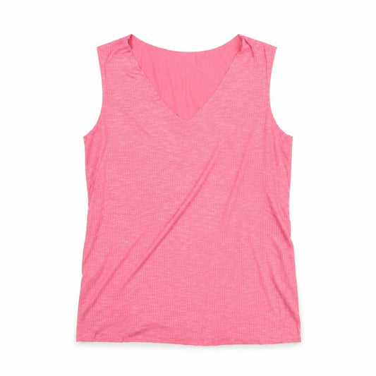 Front view of Mango women’s purple polyester basic tank, size M, v-neck - ribbed