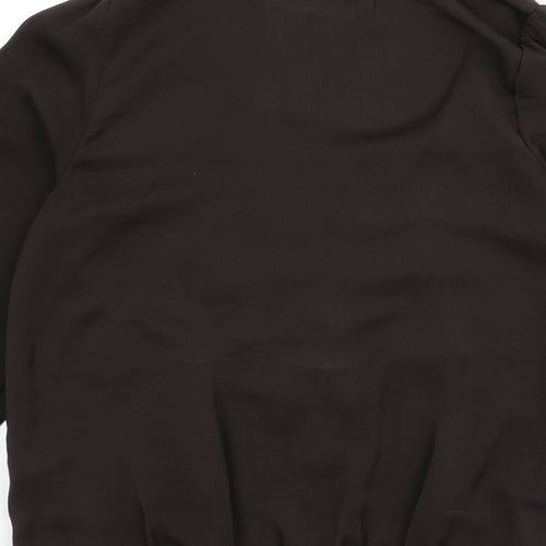 Zara Womens Brown Polyester Basic Blouse Size S Boat Neck - Ruffle Detail