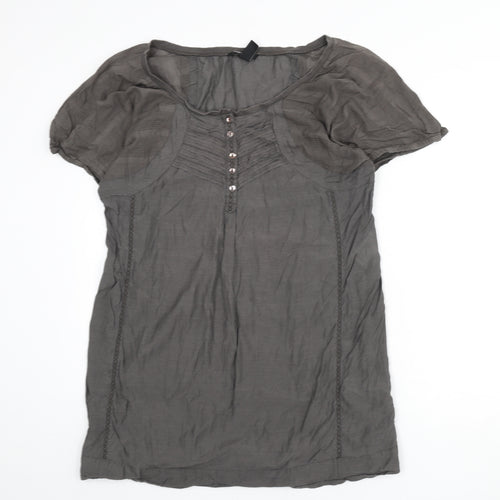 H&M Womens Grey Viscose Tunic Blouse Size M Round Neck