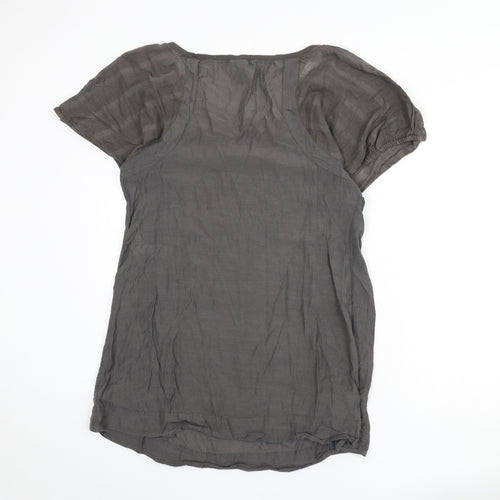 H&M Womens Grey Viscose Tunic Blouse Size M Round Neck
