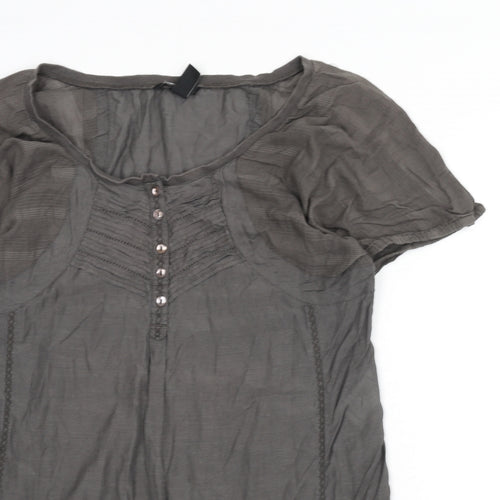 H&M Womens Grey Viscose Tunic Blouse Size M Round Neck