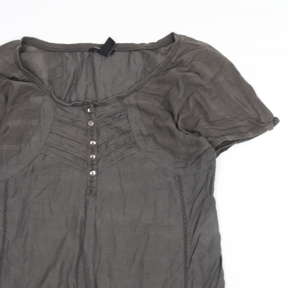 H&M Womens Grey Viscose Tunic Blouse Size M Round Neck