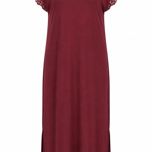Marks and Spencer Womens Red Viscose Maxi Size 10 Boat Neck Pullover - Lace Sleeves