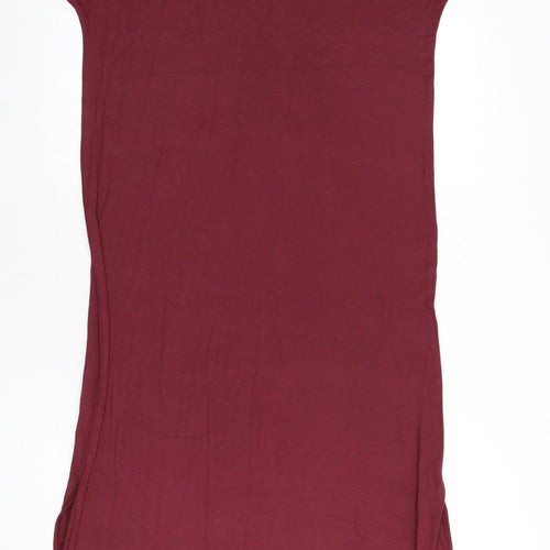 Marks and Spencer Womens Red Viscose Maxi Size 10 Boat Neck Pullover - Lace Sleeves
