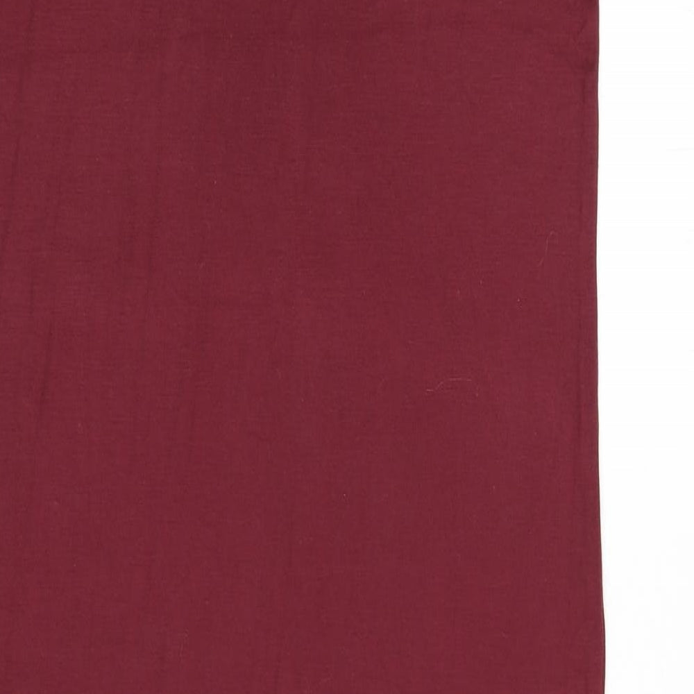 Marks and Spencer Womens Red Viscose Maxi Size 10 Boat Neck Pullover - Lace Sleeves