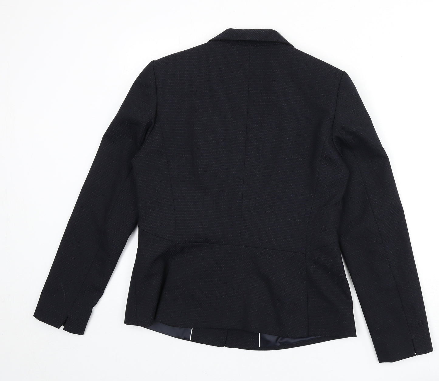 NEXT Womens Blue Geometric Polyester Jacket Blazer Size 14